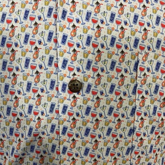 Tropical Bros Men's Large Alcohol Drinks AOP Moisture Wicking Button-Front Shirt - Picture 4 of 7